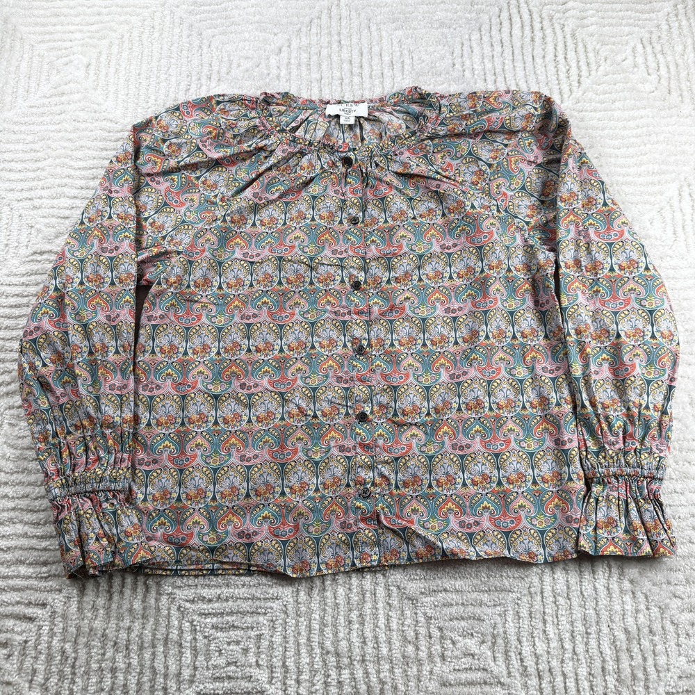 J Crew Liberty Fabric Blouse Womens XS Giorgia Duke Paisley Ruffle Boho Peasant